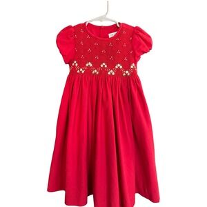 Luli & Me Girls Christmas Dress 4T Red Floral Holiday Playful Festive Lined Full
